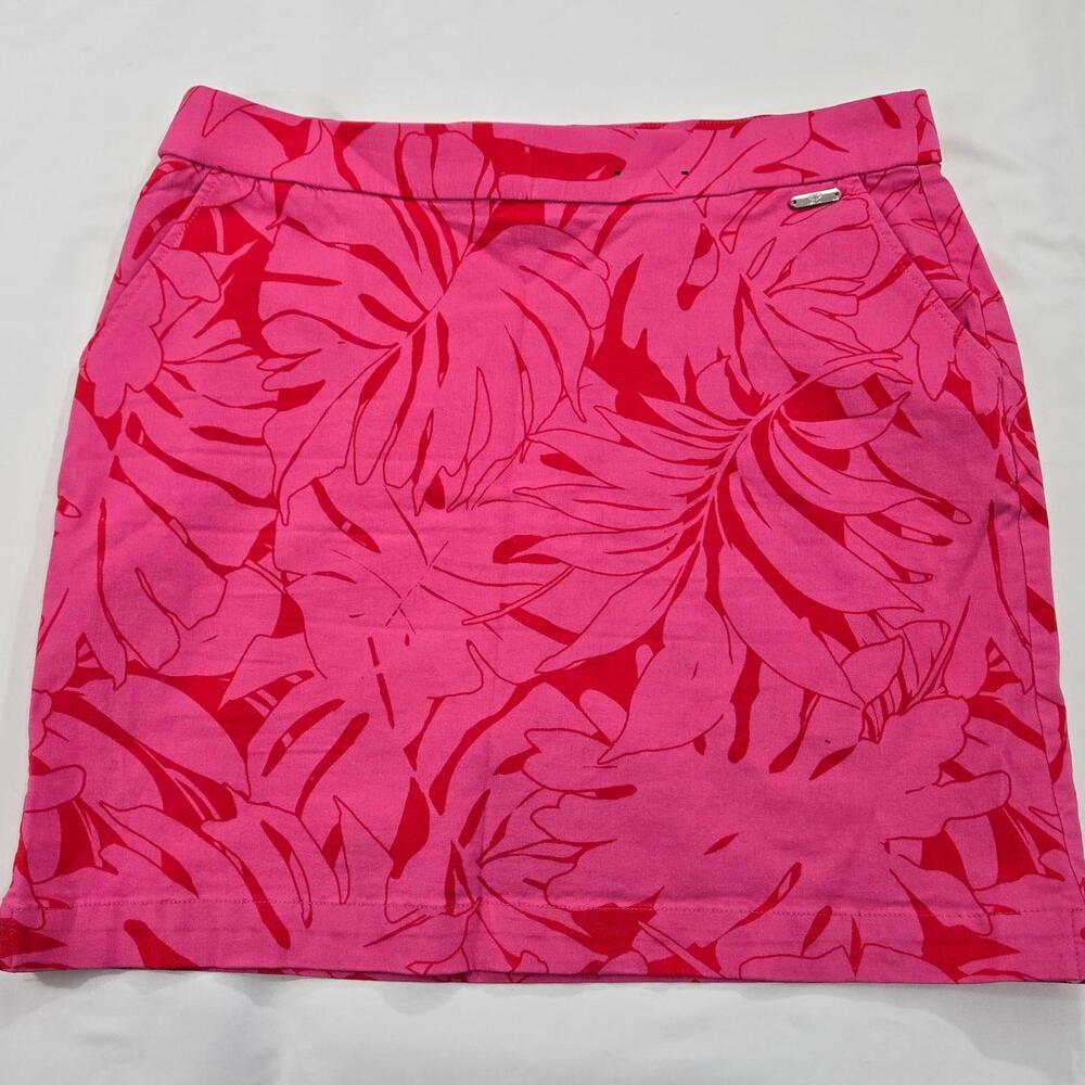 Rafaella Vibrant Pink Floral A-Line Athletic Tennis Walking Skirt Skort Size m